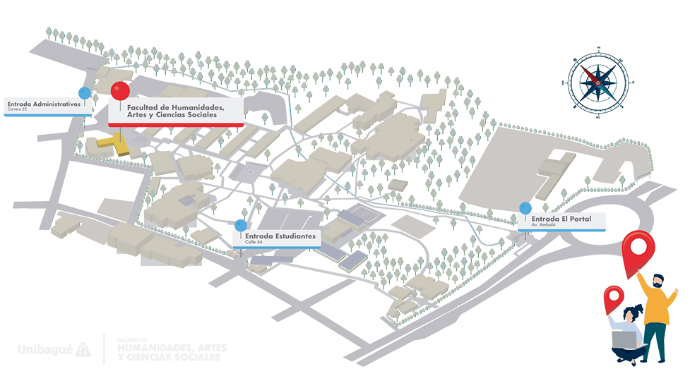 Imagen de mapa de la Universidad de Ibagué para localización de la Facultad de Humanidades Artes y Ciencias Sociales